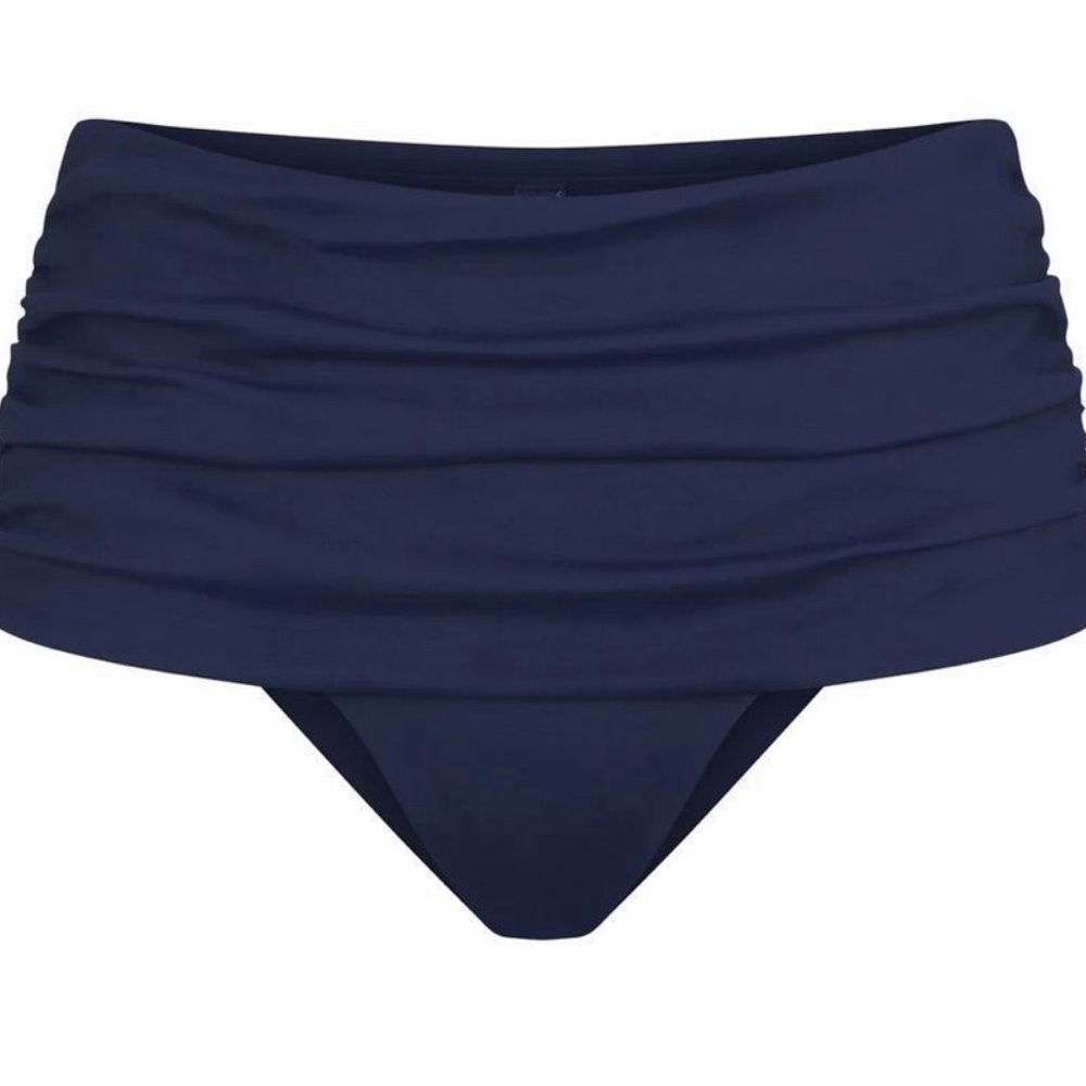 Skims Shaping Swim Foldover Skirt Bikini Bottom Midnight Blue M & XXS